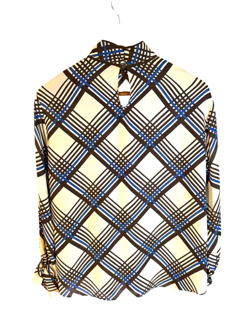 Zara NWT High Neck Plaid Blouse in Sz S - Picture 3 of 5